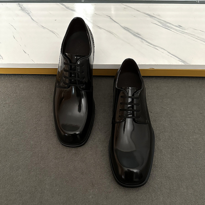 厚底四季系带通用商务休闲皮鞋时尚英伦风轻便真皮大头皮鞋男鞋