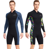 冬泳 短裤 潜水服男连体长袖 潜水衣1.5mm浮潜冲浪保暖游泳男士