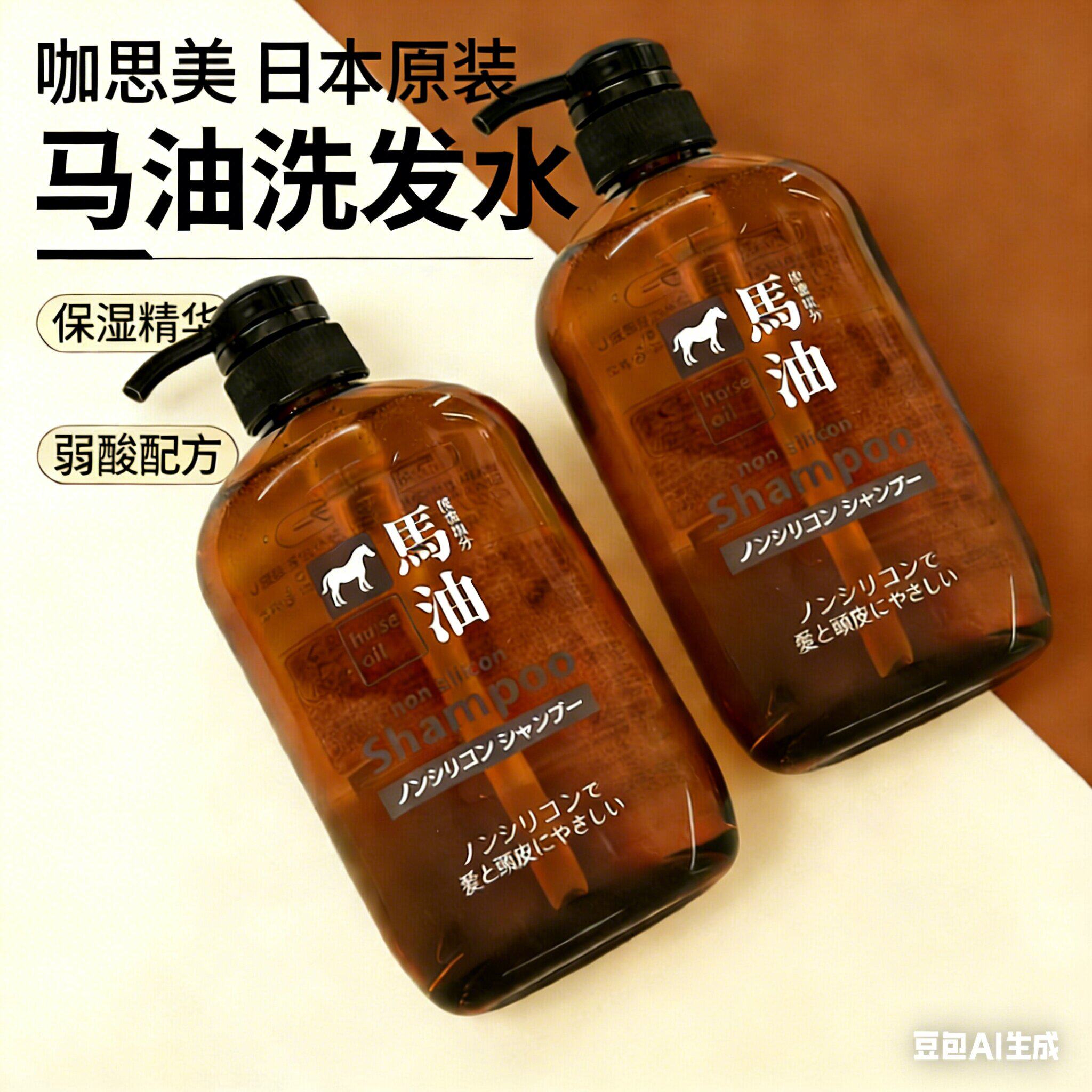 咖思美马油洗发液日本进口无硅油弱酸性适合干枯毛躁 发质600ML