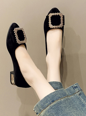 尖头浅口单鞋女平底晚晚风温柔鞋韩版百搭软底豆豆鞋大码仙女瓢鞋