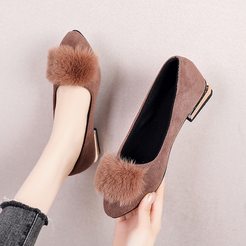 豆豆舒适妈妈外穿一脚蹬毛毛瓢鞋