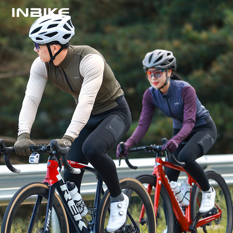 INBIKE 男女抓绒保暖骑行服套装长袖春秋冬季加绒公路车自行车服