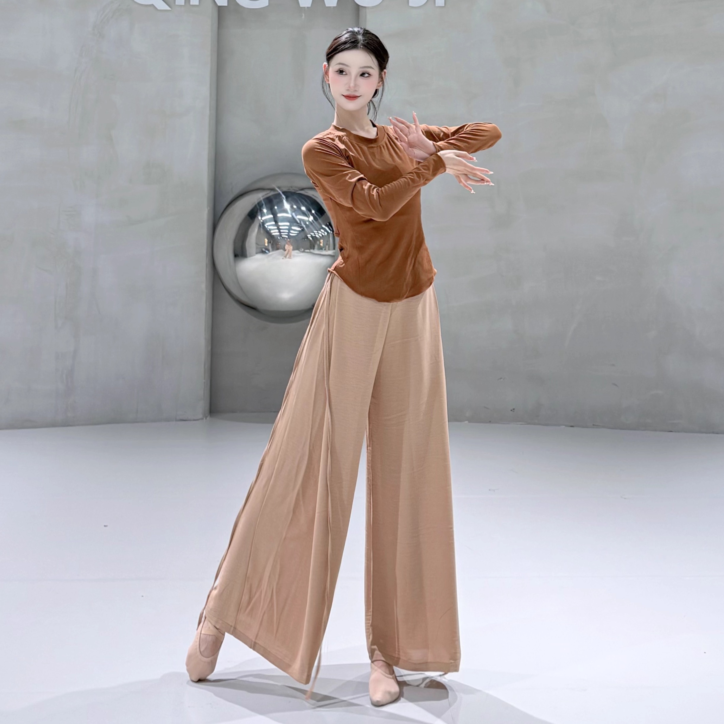 现代舞蹈服古典中国舞练功服女秋季长袖上衣形体训练服瑜伽拉丁舞