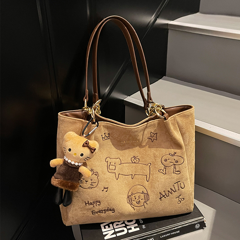 艾米兔女包2025新款日常百搭复古风通勤洋气简约大容量单肩托特包