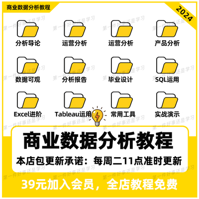 商业电商行业数据分析师视频课程企业数实战教程资料培训运营教程