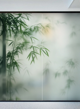 玻璃贴纸竹子绿植静电植物窗贴透光不透明玻璃门装饰中式竹影贴膜