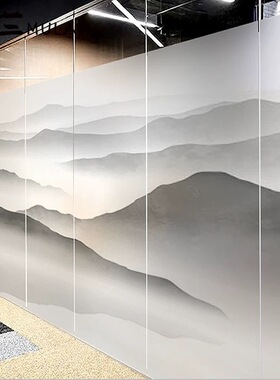 静电玻璃贴纸新中式意境山水