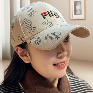 棒球帽男女同款 秋冬新款 印花鸭舌帽大头大脸显脸小帽 Flig正品