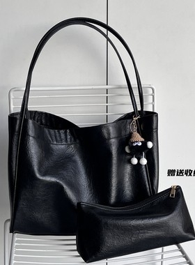 多巴胺dopamine黑色大容量托特包轻便单肩包简约通勤大包高级百搭