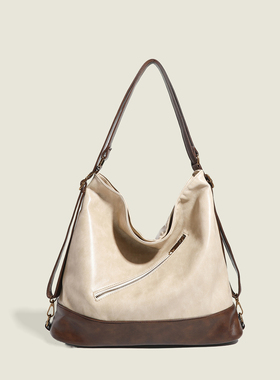 大容量托特包小众单肩包防水皮质拉链包上班通勤包上课大包斜挎包