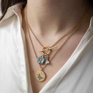 英国代购Fable England小动物灵感蝴蝶鹿狼珍珠项链 手工绘制珐琅