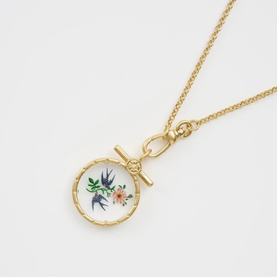 Fable25SS花间双燕透明项链珐琅