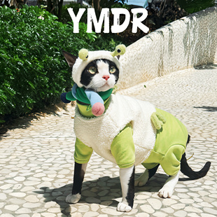 YMDR春日小青蛙德文猫无毛猫可爱猫咪衣服套装 奥绒打底绝育服