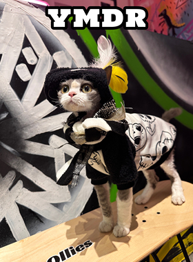 YMDR德文衣服德文帽子无毛猫衣服秋冬加绒T恤COS海盗船长网红潮酷