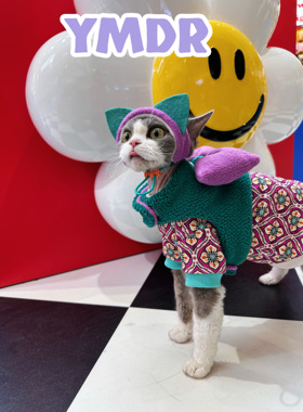 YMDR原创德文衣服新年款限定复古花纯棉T恤牵引蝴蝶结胸背造型帽