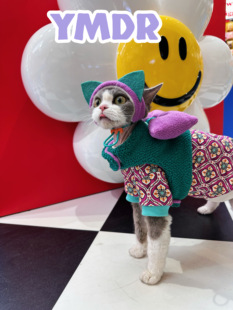 YMDR原创德文衣服新年款限定复古花纯棉T恤牵引蝴蝶结胸背造型帽