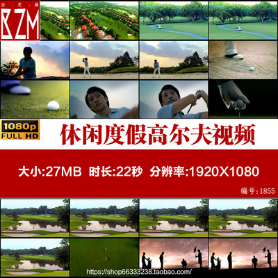 休闲度假高尔夫球户外成功人士挥杆击球品味生活高清实拍视频素材