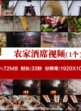 J045农村农民喂鸡鸭鹅农家酒席洗菜切猪肉美食专题片实拍视频素材