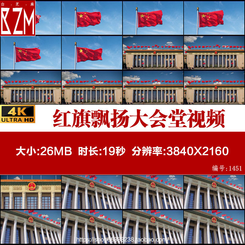 旗帜飘扬红旗飘扬大会堂 视频素材延时人民62