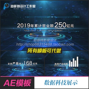 AE模板 企业总结节年终数据科技展示财务数据表报柱状图 视频制作