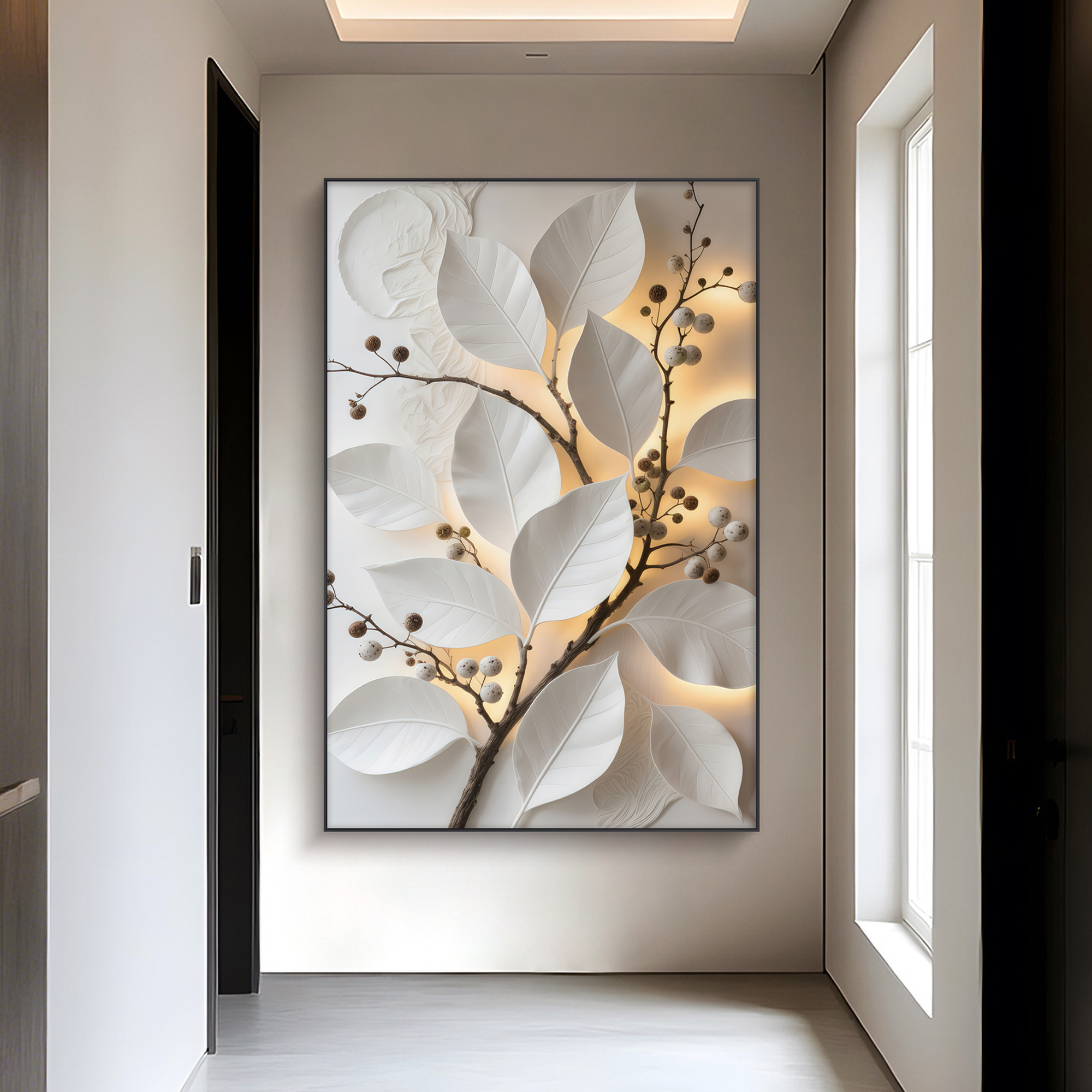 硕果累累入户玄关装饰画柔和光感卧室挂画客厅走廊过道墙竖版壁画