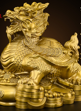 铜龙龟摆件八卦龙龟一对招镇铜制龙头龟玄关客厅办公室宅财大号