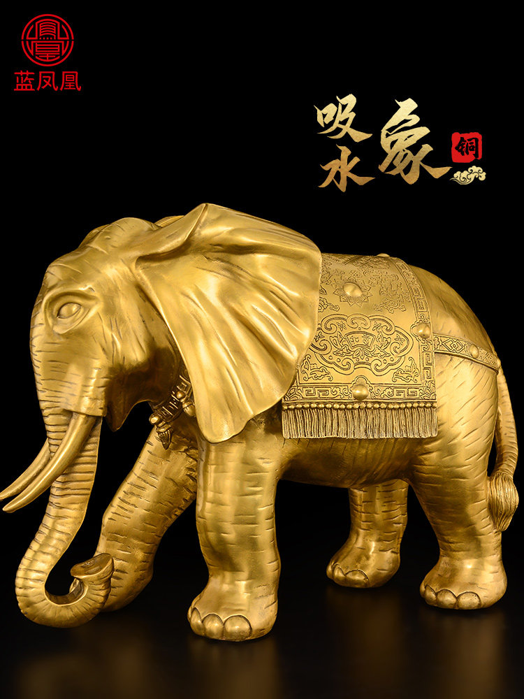 一对铜象饰品，一对吸水象，客厅电视柜，办公室钱门，大尺寸铜象