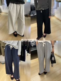 脱不下来了 自带慵懒松弛感宽松不挑人松紧腰纯棉毛圈卷边休闲裤