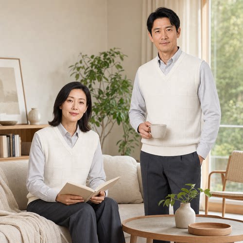 秋冬季保暖商务通勤针织毛衣V领背心纯色马甲26080201
