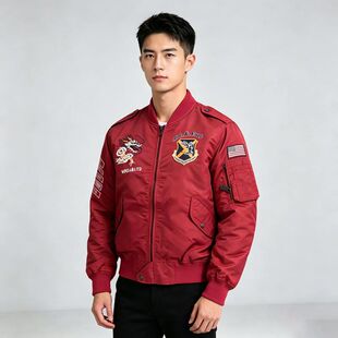 春秋季飞行员夹克工装重工刺绣棒球服外套飞行服26070501-17