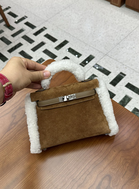 mini 凯莉二代 小泰迪 金棕色 进口麂皮拼羊羔毛拼swift皮纯手工