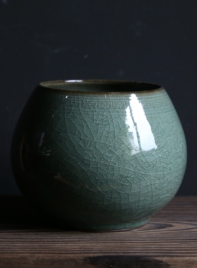 茗缘居 微瑕 曾芹记【哥窑水盂】850cc功夫茶具配件家用储水茶洗