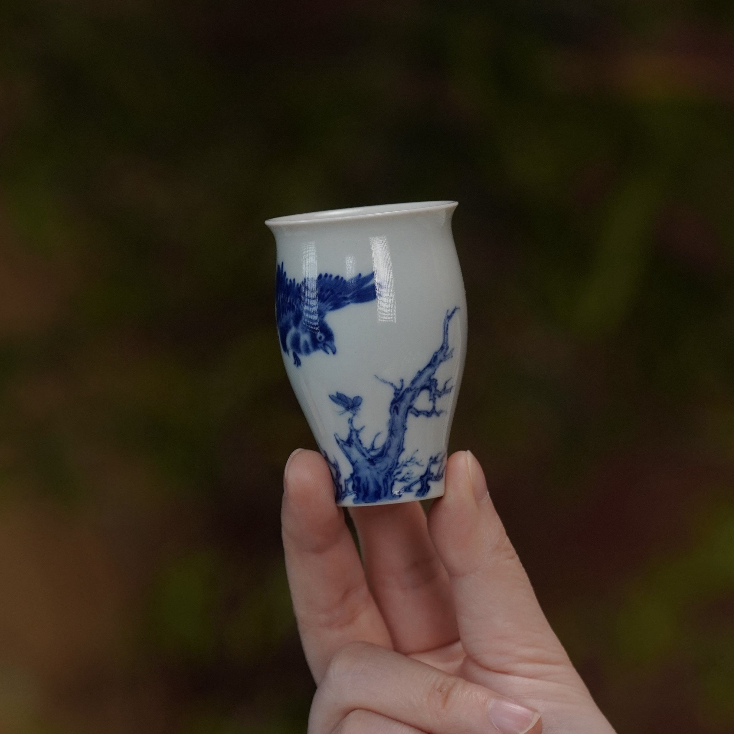茗缘居 禄意窑禅茶一味品茗杯主人杯手绘青花茶杯