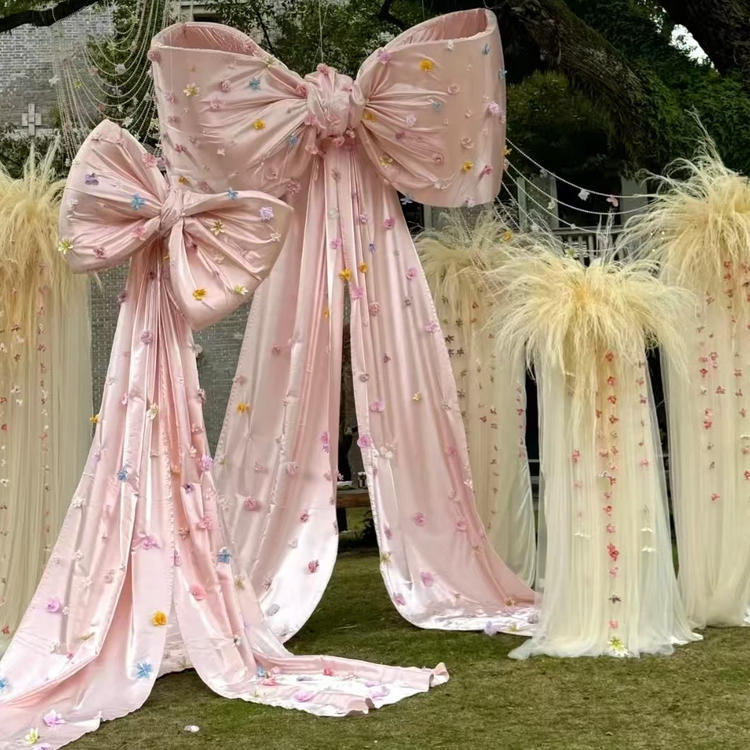 网红巨型蝴蝶结婚背景布置