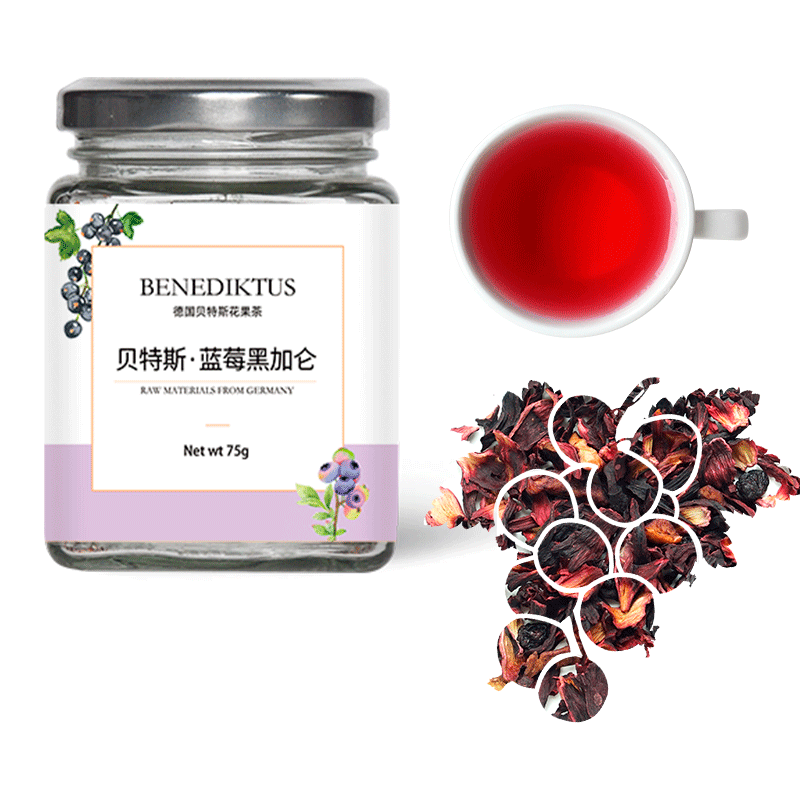 BENEDIKTUS花果茶蓝莓黑加仑果粒茶水果干茶 玻璃瓶装送礼包邮