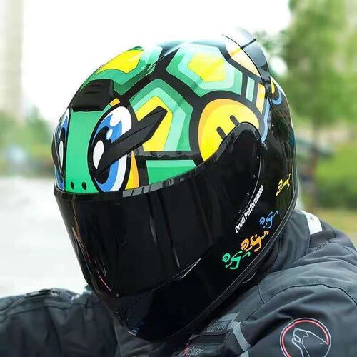 成人通用头盔摩托车头盔电动车安全帽防雾跑盔双镜片机车全覆盖盔