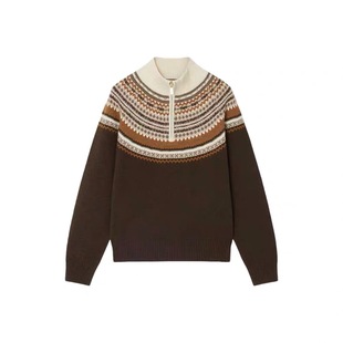 3391RD 提花半拉链针织衫 YLANGENE