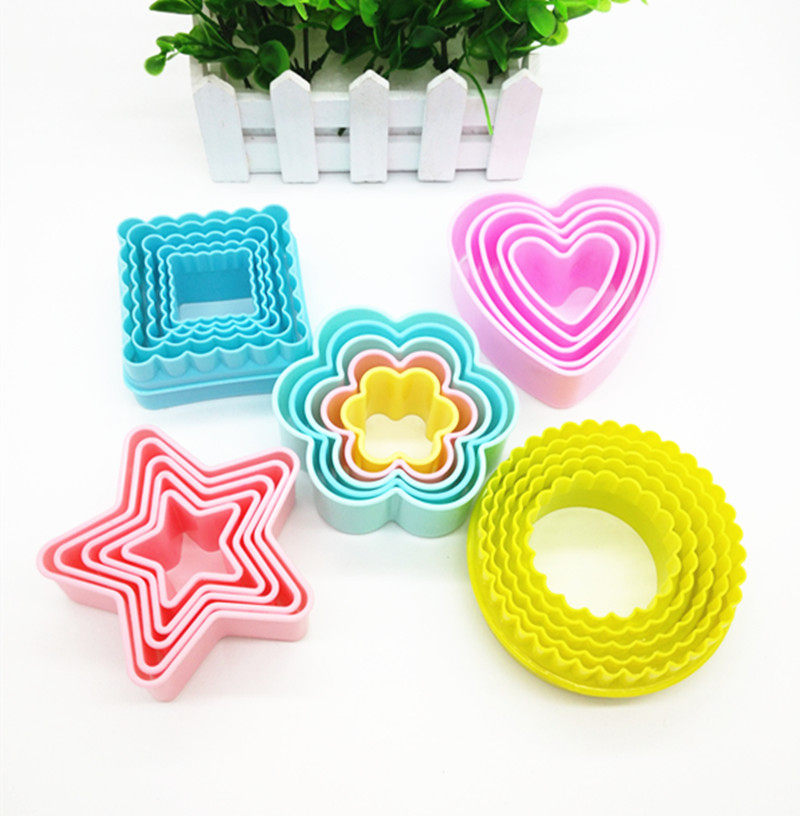 爱心梅花五角星双面圆形正方形 DIY创意烘培模具饼干模新款5件套