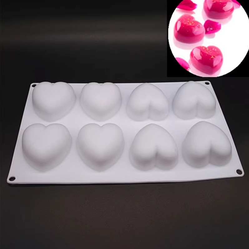法式8烘焙模具心形白色蛋糕模