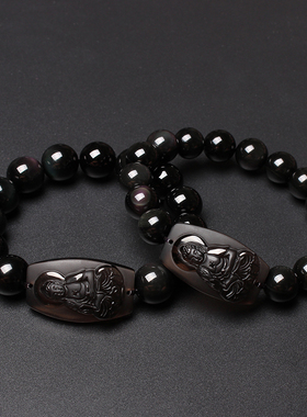 2026黑曜石手链生肖本命佛守护神大日不动阿弥陀佛普贤虚空藏菩萨