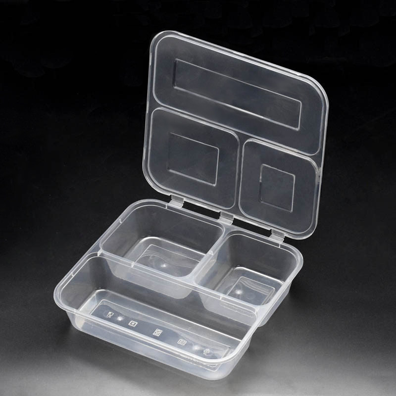 一次性餐盒四格三分隔打包盒外卖饭盒透明快餐食品级可微波炉加热