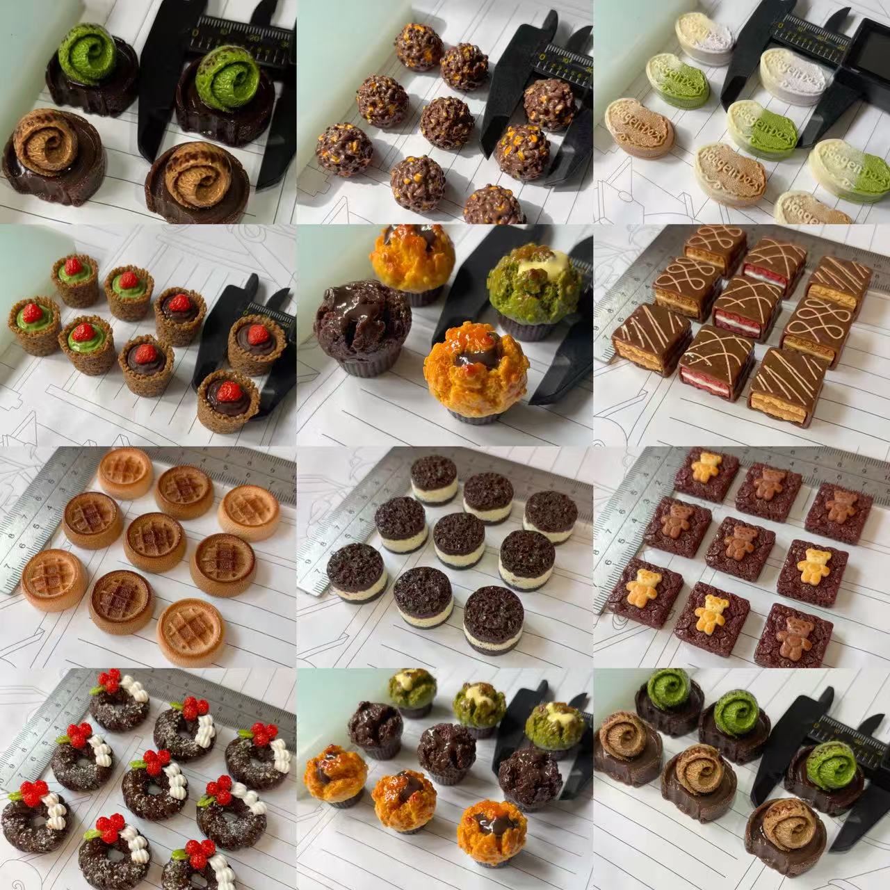 12款巧克力甜品系列多孔小鼻嘎硅胶模具diy手工石膏粘土模具