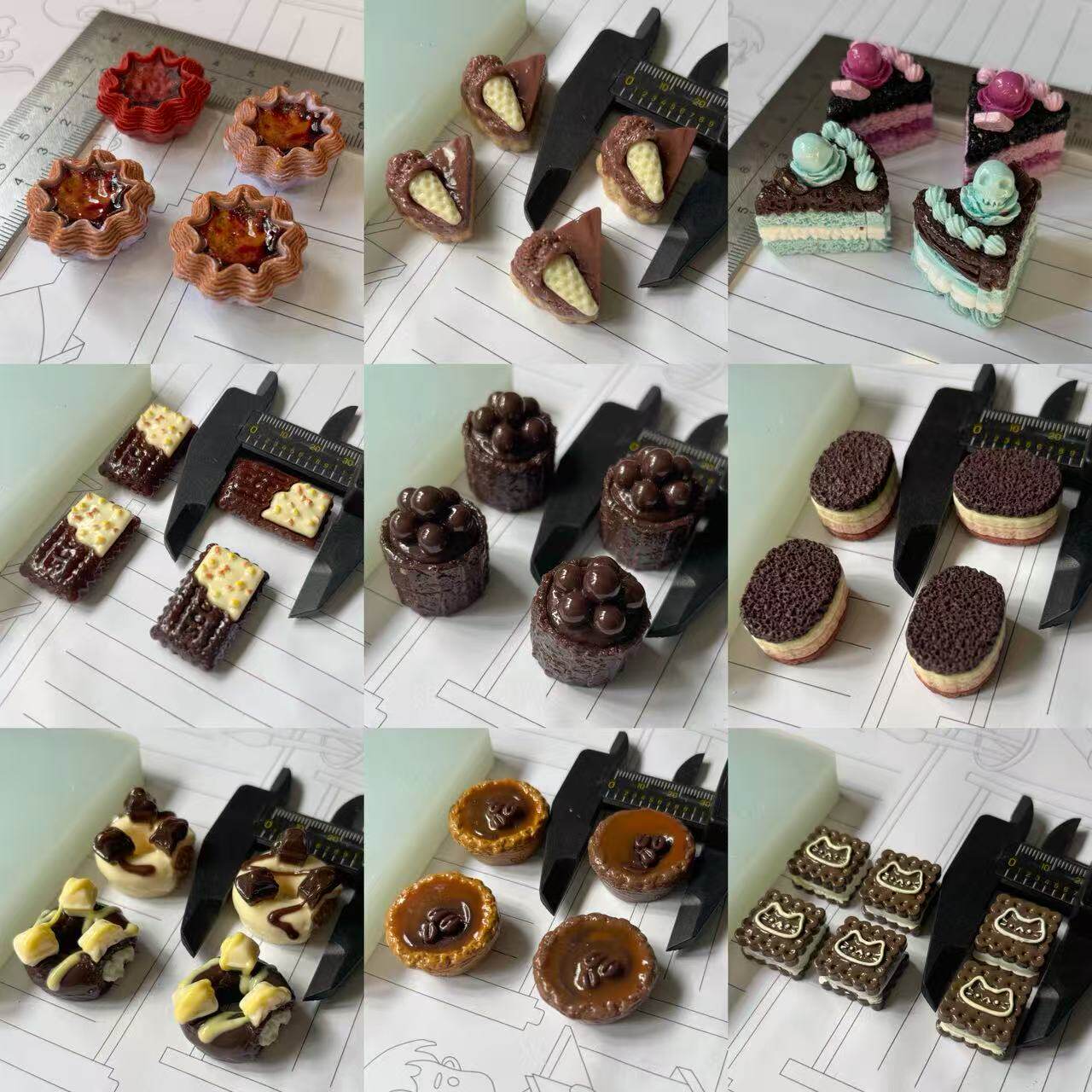 9款巧克力甜品系列点心多孔小鼻嘎硅胶模具diy手工石膏粘土模具