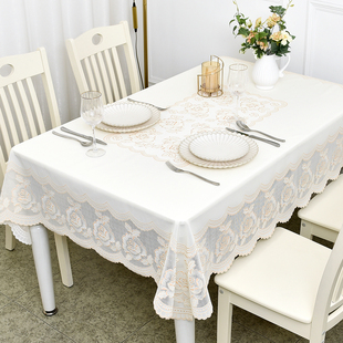 pvc防水餐桌布免洗防烫防油长桌布塑料高级感桌垫轻奢感高端新款