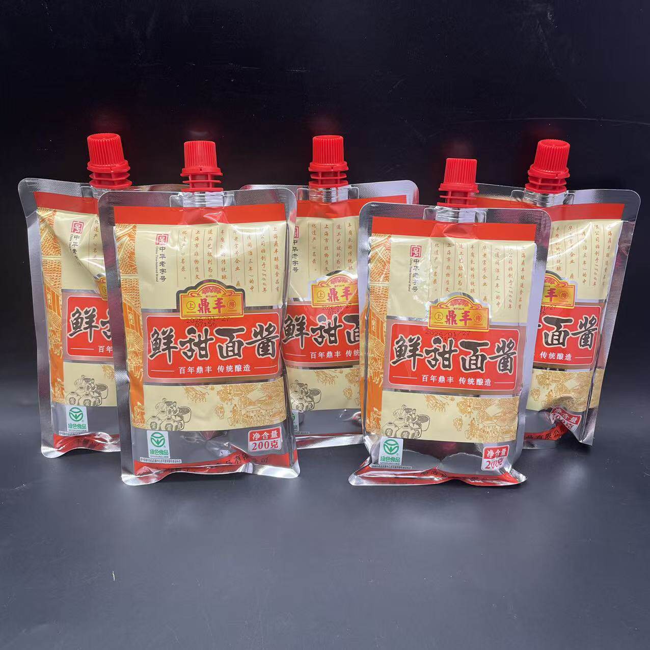 上海鼎丰甜面酱200g*5包 鲜甜面酱手抓饼烤鸭卤肉卷酱料挤挤装