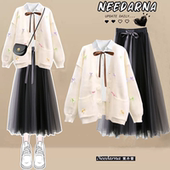 女童超酷拽姐套装 中大童气质衬衣半身裙子潮 冬季 毛衣女款 2025新款