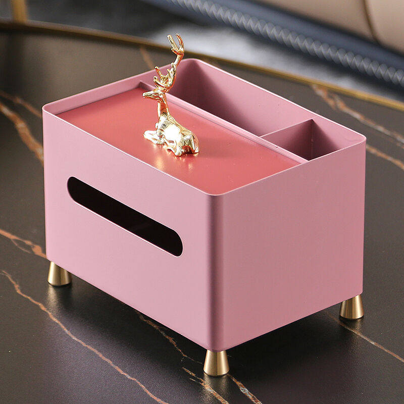 金鹿北欧轻奢ins多功能纸巾盒客厅餐厅样板房茶几遥控金属抽纸盒