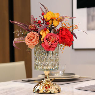 北欧简约创意桌面玻璃花瓶家居客厅酒柜餐厅装 饰品轻奢花艺摆件