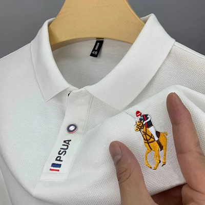 男士短袖翻领t恤打底衫轻奢夏季新款保罗刺绣宽松polo衫上衣服男