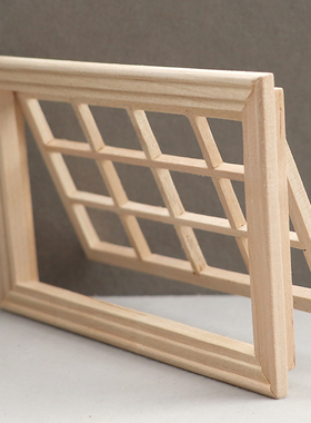 【DIY】1:12娃娃屋DOLLHOUSE迷你门窗模型素坯12格长方形窗户可开